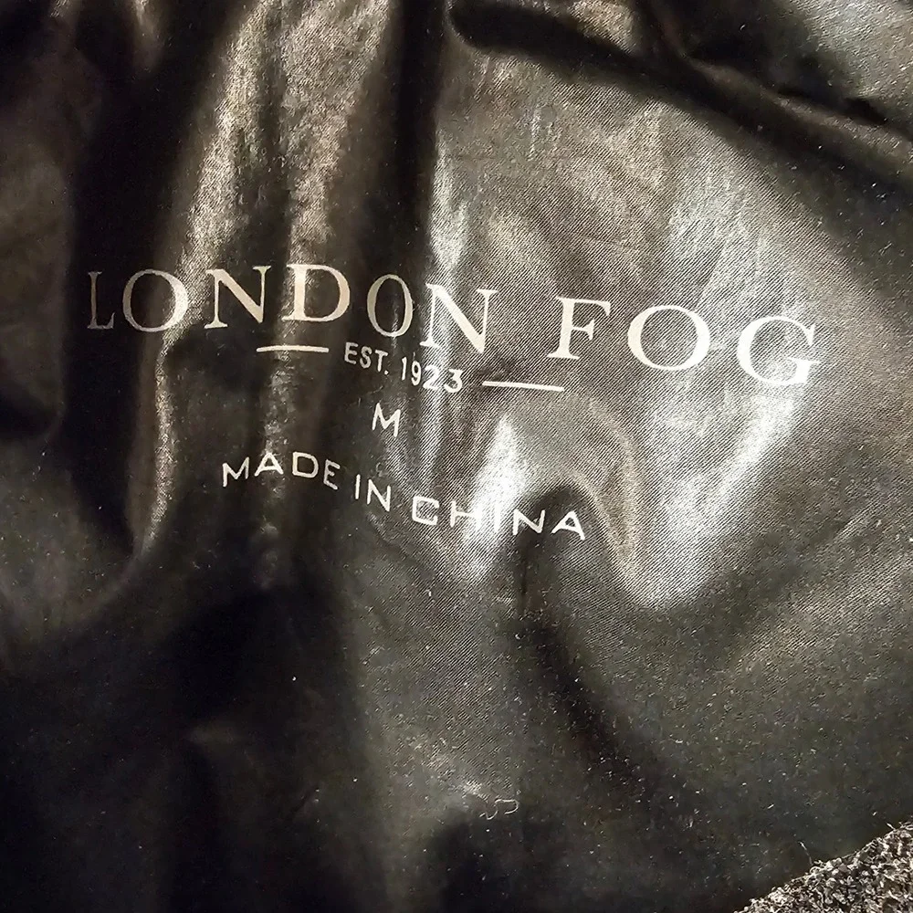 London Fog Womens Black Down Hybrid Puffer Jacket Knit Sleeve Size Medium